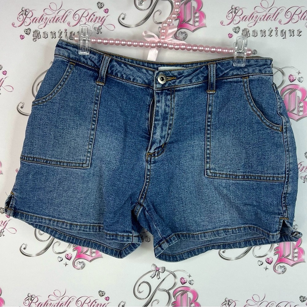 Ricki’s shorts y2k pockets mini buttons pockets back Denim Blue Women's Shorts